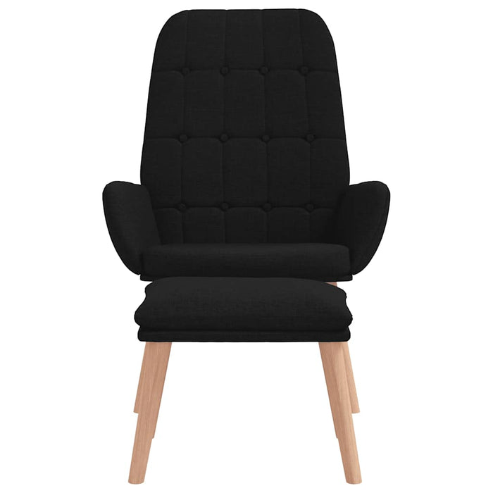 Scaun de relaxare cu taburet, negru, textil - WALTI WALTI