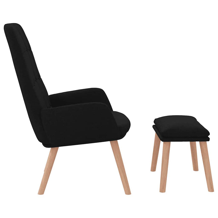 Scaun de relaxare cu taburet, negru, textil - WALTI WALTI