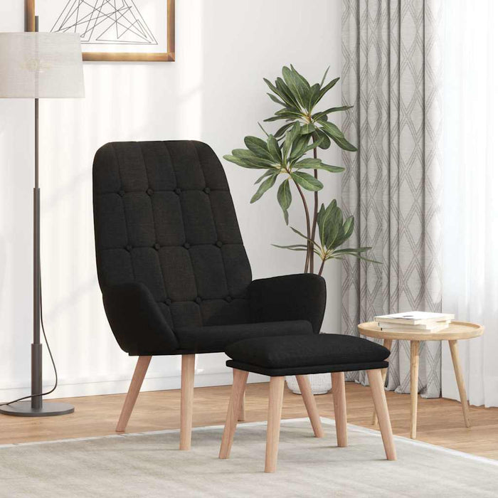Scaun de relaxare cu taburet, negru, textil - WALTI WALTI