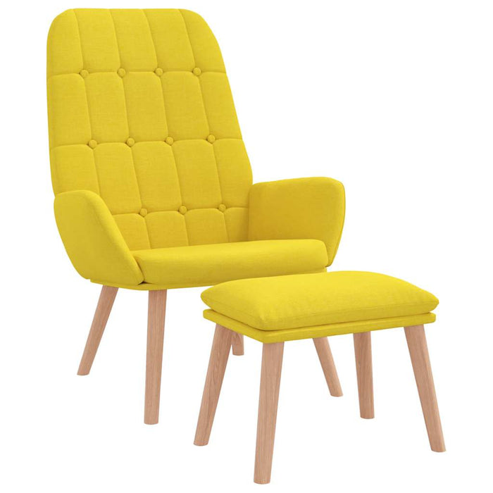 Scaun de relaxare cu taburet din material galben deschis WALTI