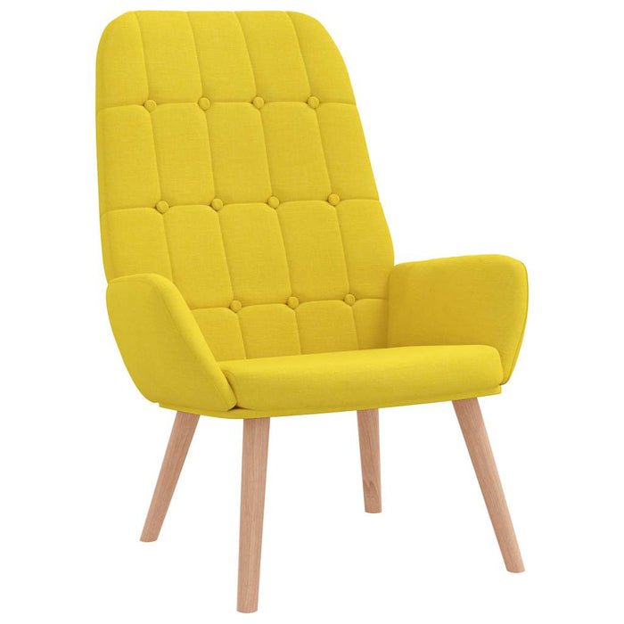 Scaun de relaxare cu taburet din material galben deschis WALTI