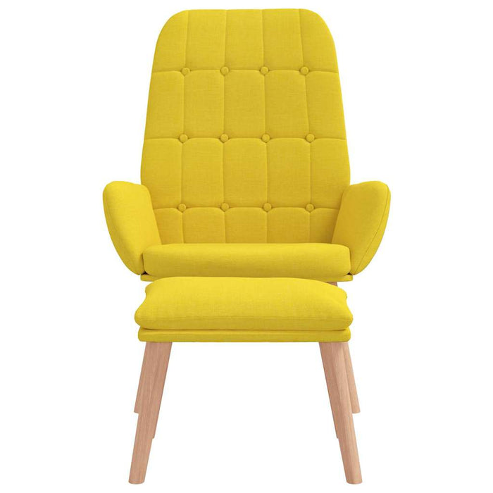 Scaun de relaxare cu taburet din material galben deschis WALTI