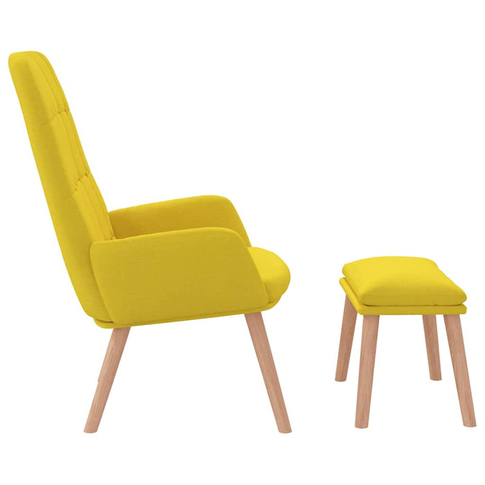 Scaun de relaxare cu taburet din material galben deschis WALTI
