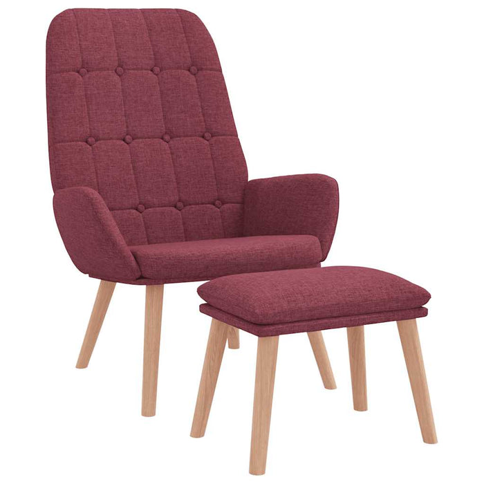 Scaun de relaxare cu taburet, roșu vin, textil WALTI
