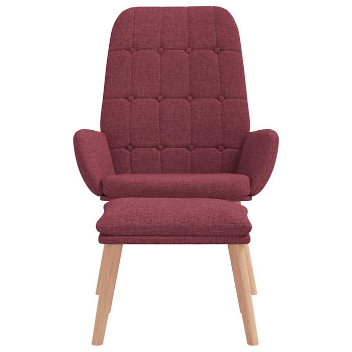 Scaun de relaxare cu taburet, roșu vin, textil WALTI