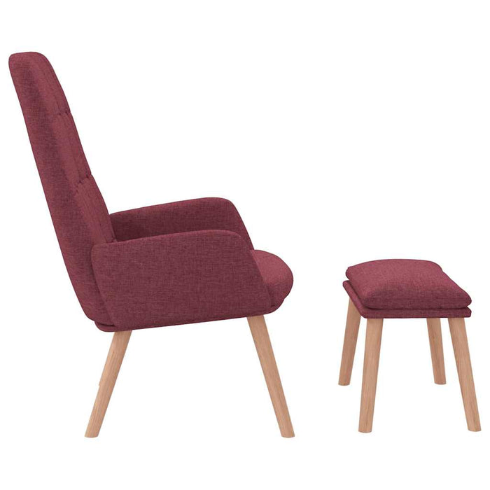 Scaun de relaxare cu taburet, roșu vin, textil WALTI