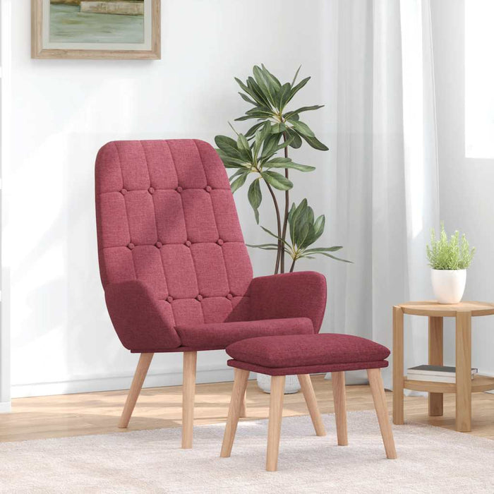 Scaun de relaxare cu taburet, roșu vin, textil WALTI