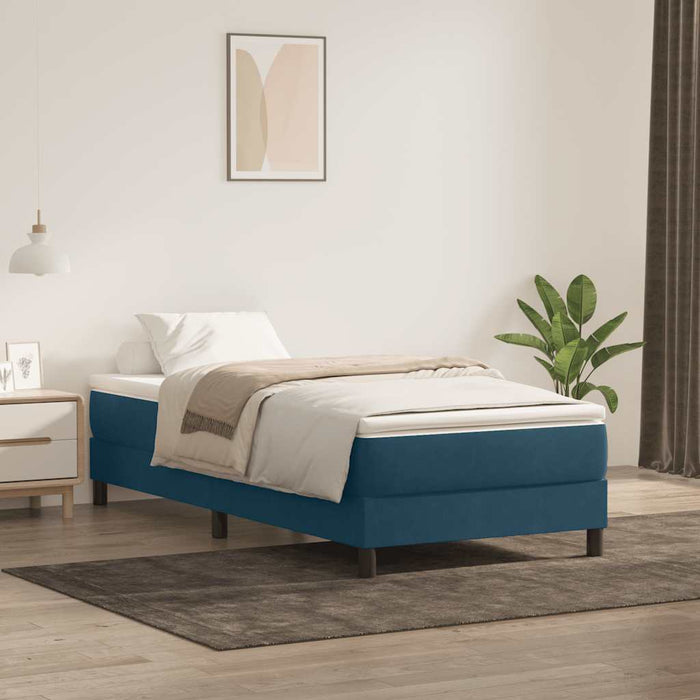Pat cu arcuri fără saltea Albastru închis 100x210 cm catifea - WALTI WALTI