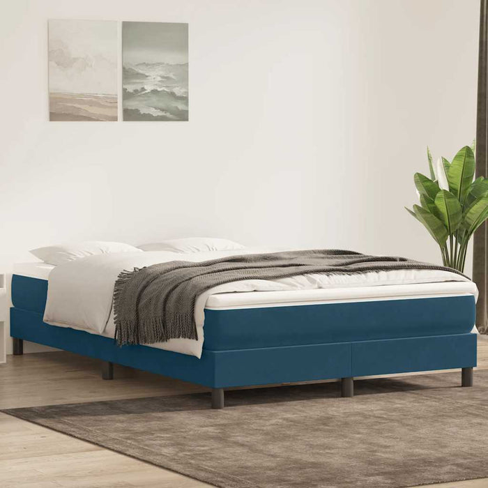 Pat cu arcuri fără saltea Albastru închis 140x210 cm catifea - WALTI WALTI