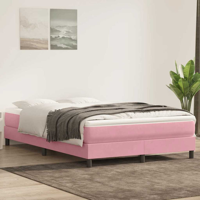 Pat cu arcuri fără saltea roz 140x210 cm catifea - WALTI WALTI