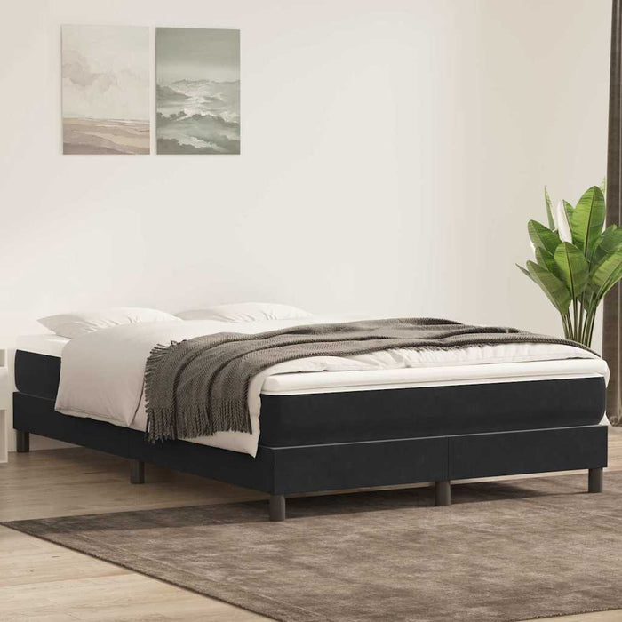 Pat cu arcuri fără saltea negru 160x210 cm catifea - WALTI WALTI