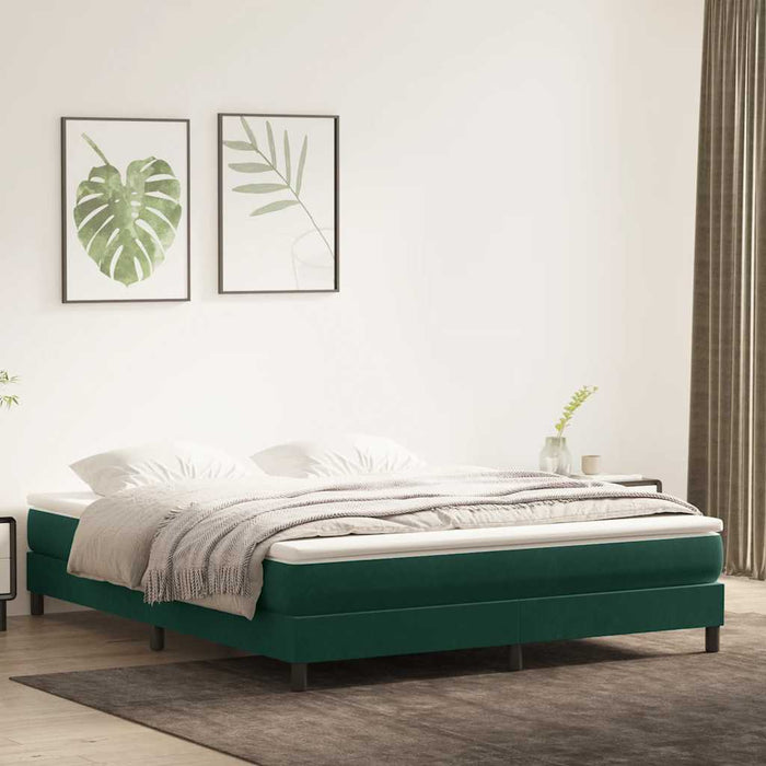 Pat cu arcuri fără saltea verde închis 180x210 cm catifea - WALTI WALTI