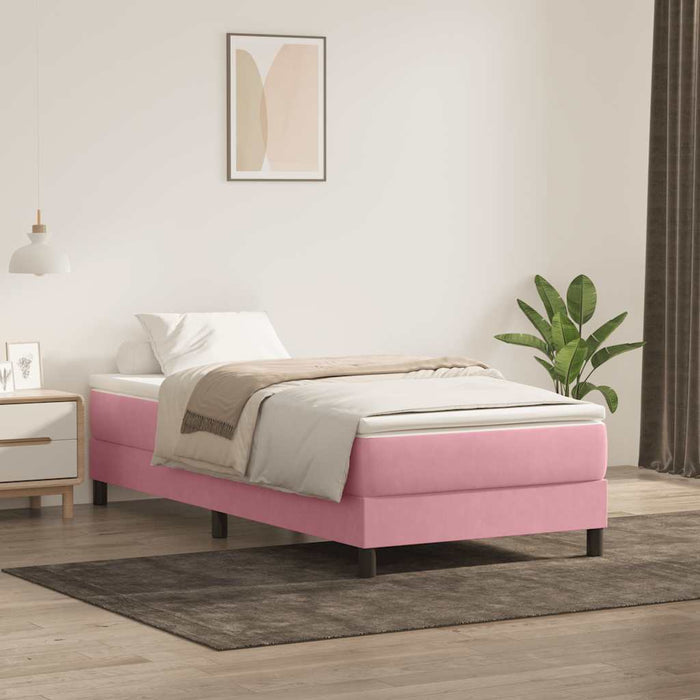 Pat cu arcuri fără saltea roz 80x220 cm catifea - WALTI WALTI