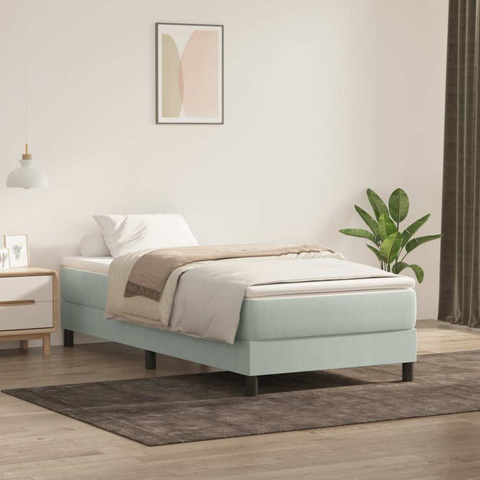 Pat cu arcuri fără saltea gri deschis 90x220 cm catifea - WALTI WALTI