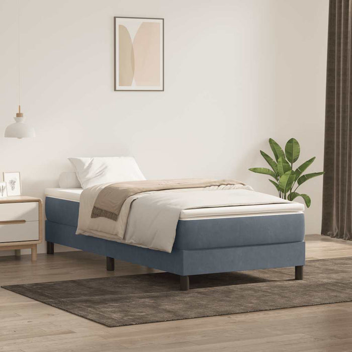 Pat cu arcuri fără saltea Gri închis 90x220 cm catifea - WALTI WALTI