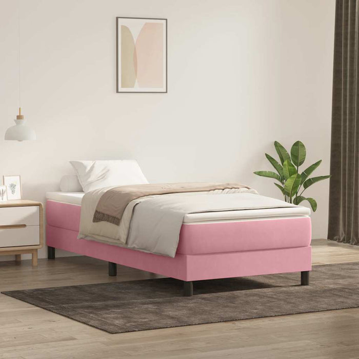 Pat cu arcuri fără saltea roz 90x220 cm catifea - WALTI WALTI