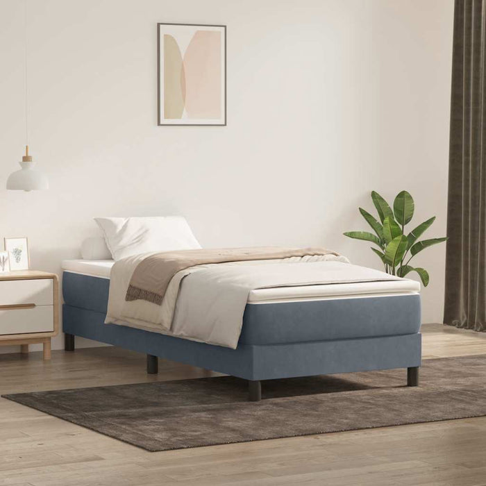 Pat cu arcuri fără saltea Gri închis 100x220 cm catifea - WALTI WALTI