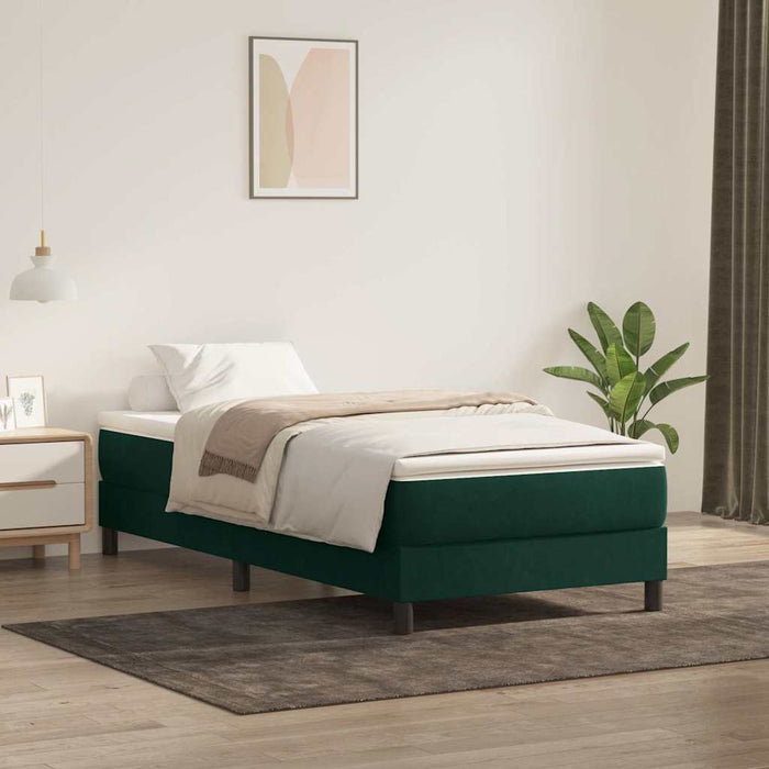 Pat cu arcuri fără saltea verde închis 100x220 cm catifea - WALTI WALTI