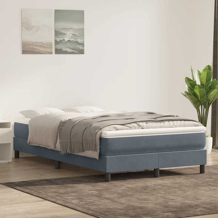 Pat cu arcuri fără saltea Gri închis 120x220 cm catifea WALTI