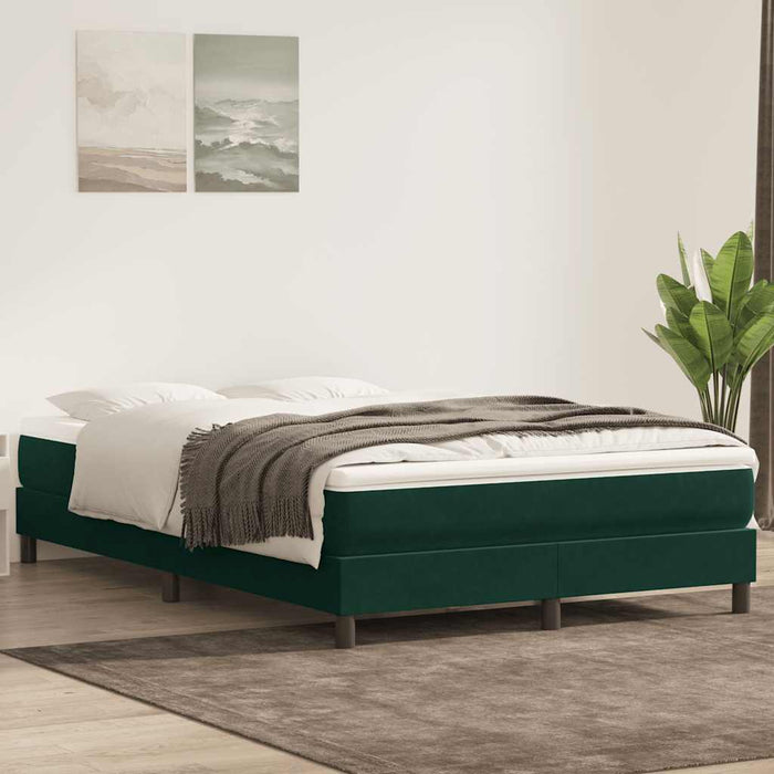 Pat cu arcuri fără saltea verde închis 140x220 cm catifea - WALTI WALTI