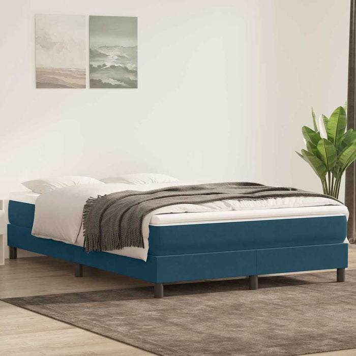 Pat cu arcuri fără saltea Albastru închis 140x220 cm catifea - WALTI WALTI