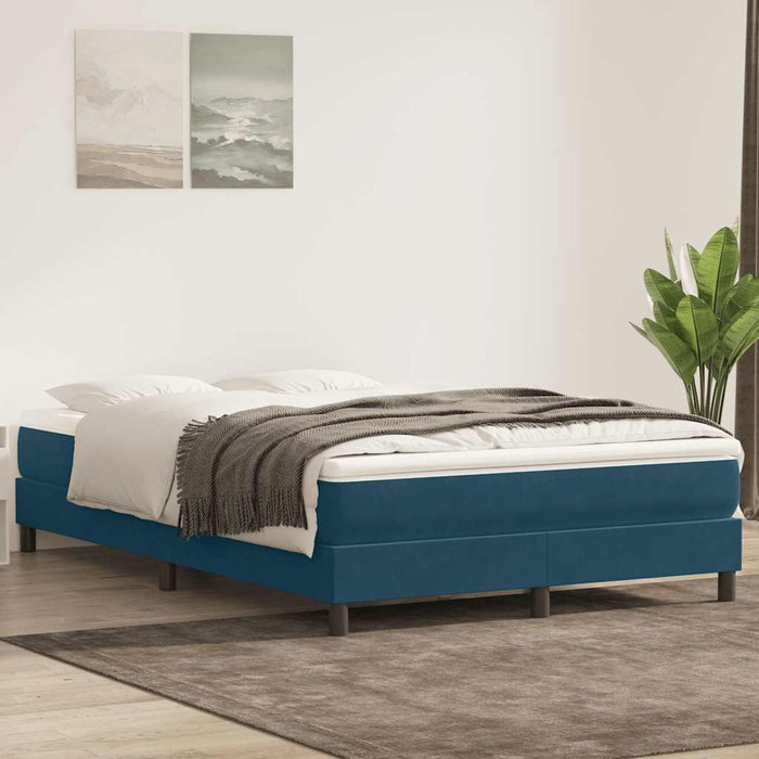 Pat cu arcuri fără saltea Albastru închis 160x220 cm catifea - WALTI WALTI