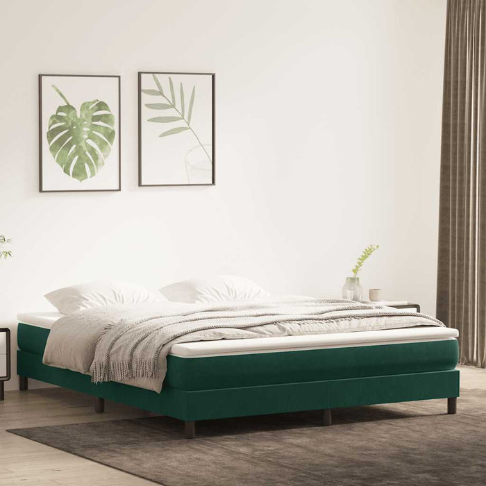 Pat cu arcuri fără saltea verde închis 180x220 cm catifea - WALTI WALTI