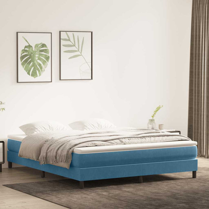 Pat cu arcuri fără saltea Albastru închis 180x220 cm catifea - WALTI WALTI