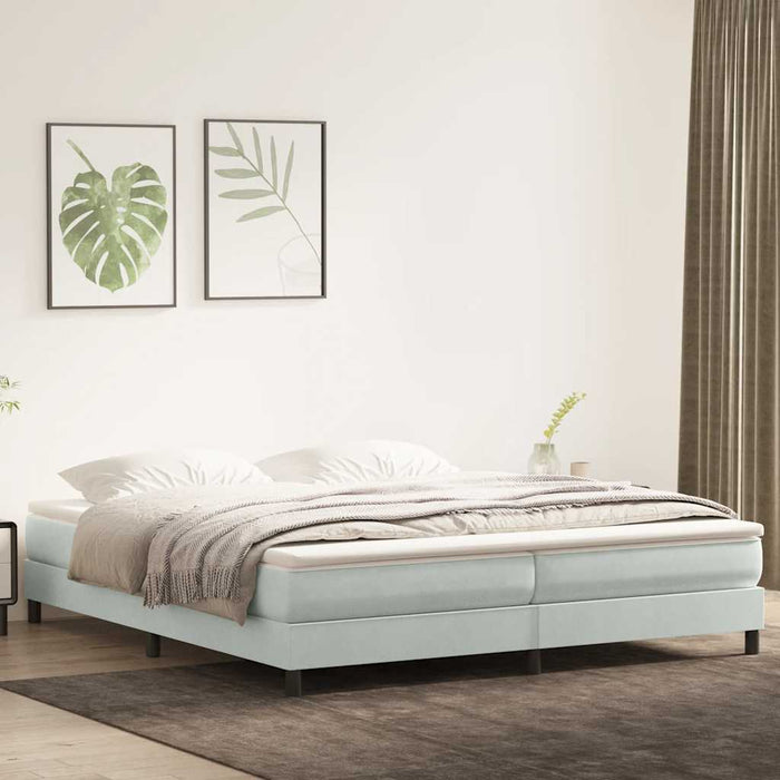 Pat cu arcuri fără saltea gri deschis 200x220 cm catifea - WALTI WALTI