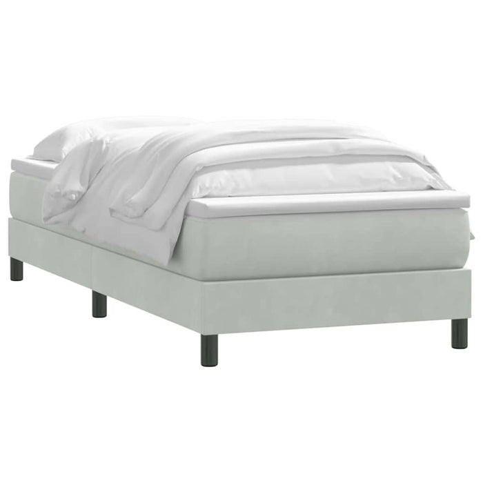 Pat box spring cu saltea, gri deschis, 80x210 cm, catifea - WALTI WALTI