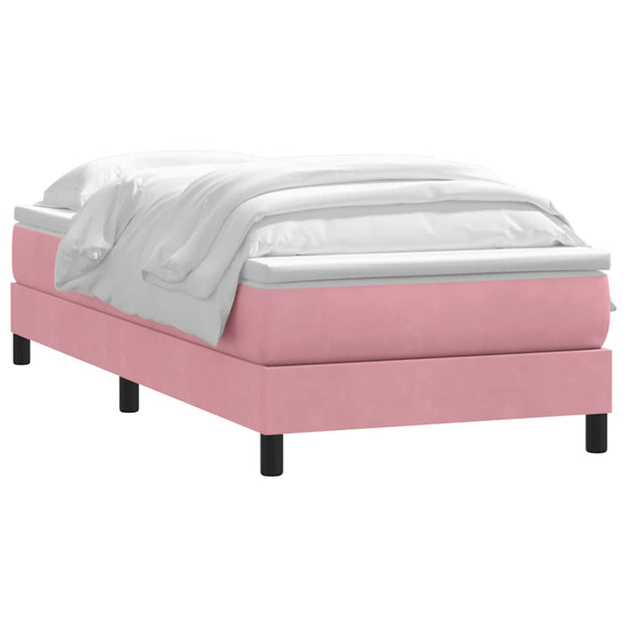 Pat box spring cu saltea, roz, 90x210 cm, catifea - WALTI WALTI
