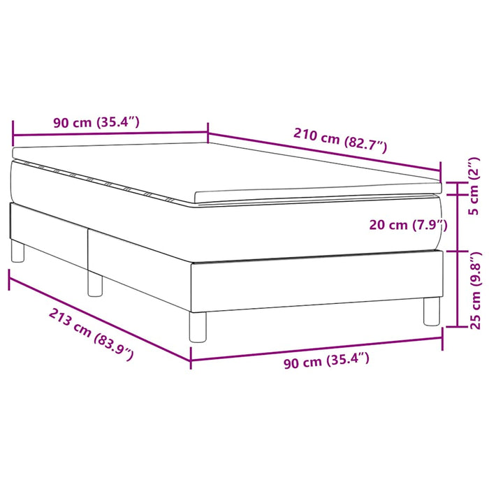 Pat box spring cu saltea, roz, 90x210 cm, catifea - WALTI WALTI