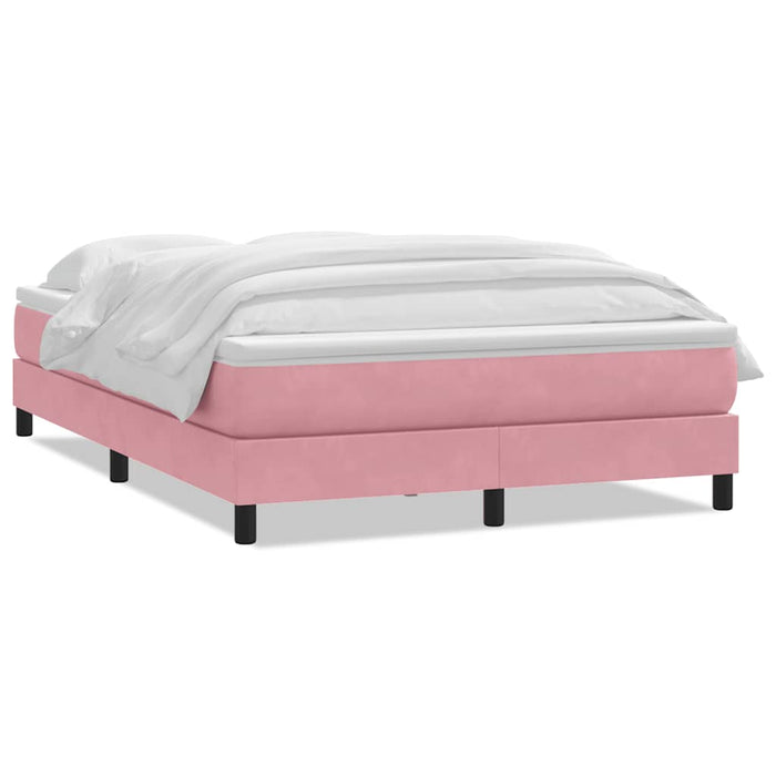 Pat box spring cu saltea, roz, 140x210 cm, catifea WALTI