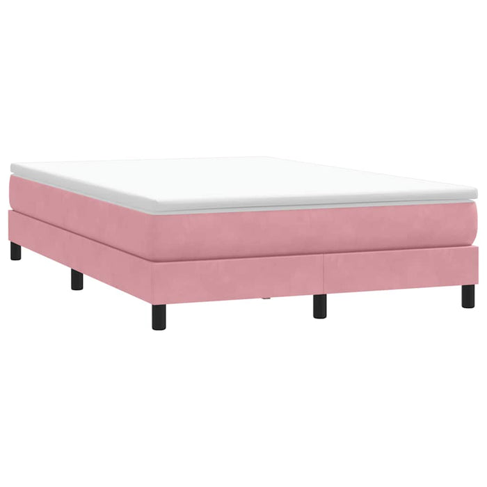 Pat box spring cu saltea, roz, 140x210 cm, catifea WALTI