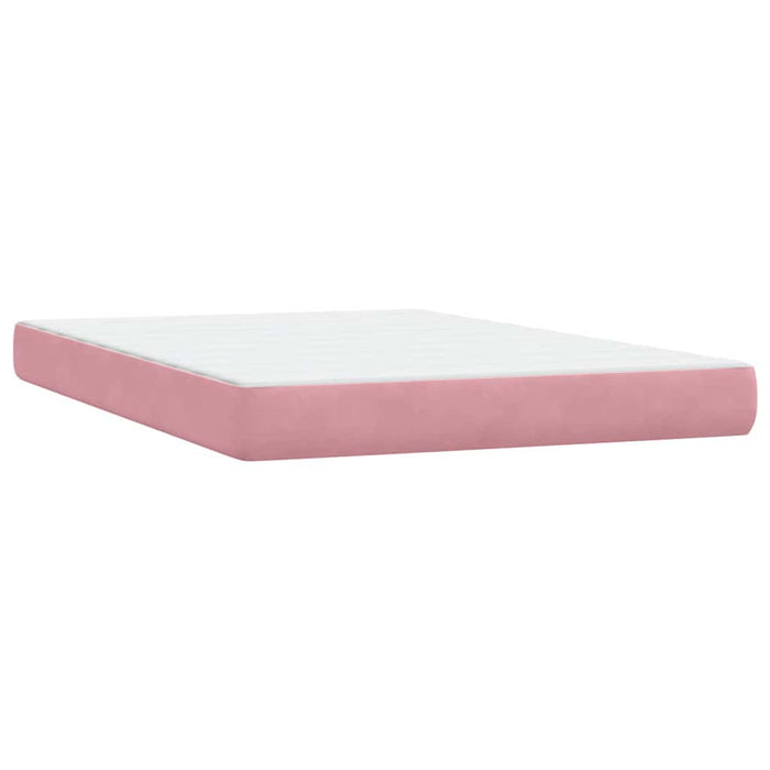 Pat box spring cu saltea, roz, 140x210 cm, catifea WALTI