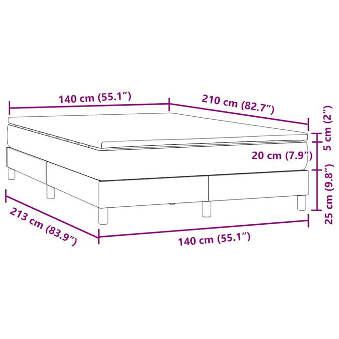 Pat box spring cu saltea, roz, 140x210 cm, catifea WALTI