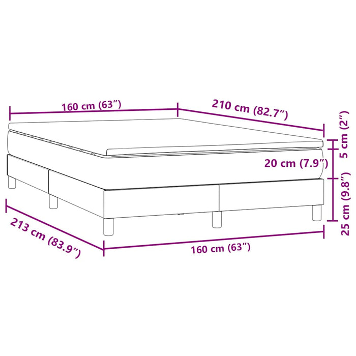 Pat box spring cu saltea, gri închis, 160x210 cm, catifea WALTI