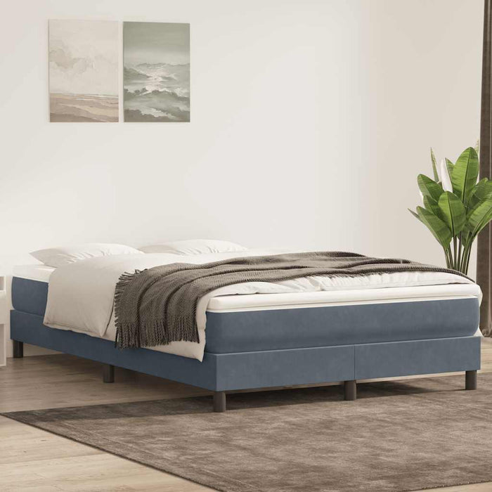 Pat box spring cu saltea, gri închis, 160x210 cm, catifea WALTI