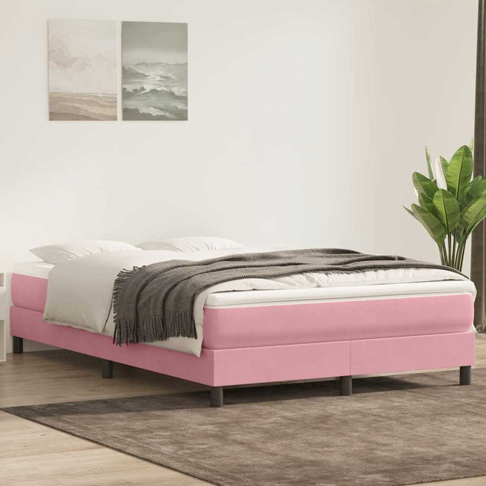 Pat box spring cu saltea, roz, 160x210 cm, catifea - WALTI WALTI