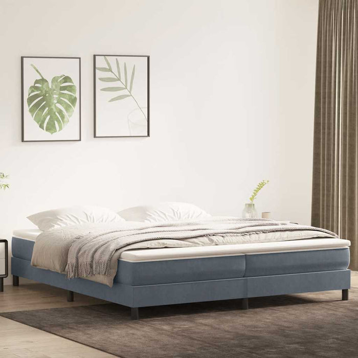 Pat box spring cu saltea, gri închis, 180x210 cm, catifea - WALTI WALTI