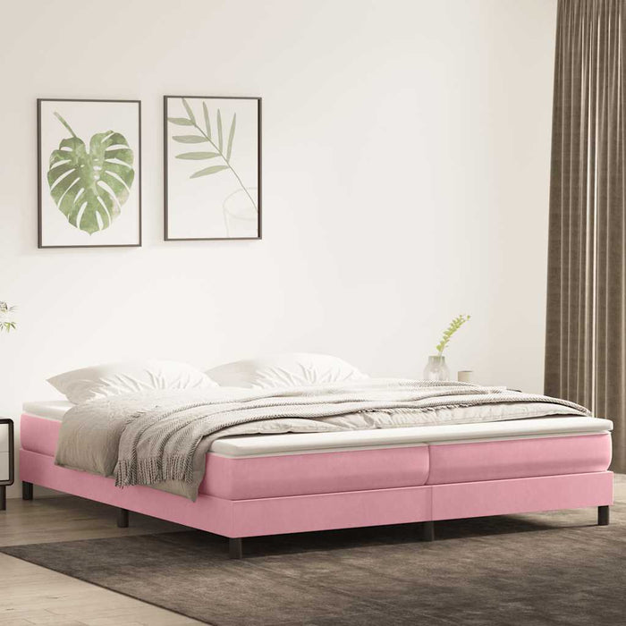 Pat box spring cu saltea, roz, 180x210 cm, catifea - WALTI WALTI
