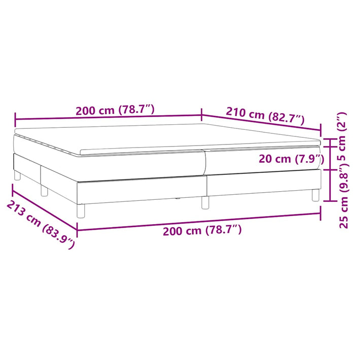 Pat box spring cu saltea, gri închis, 200x210 cm, catifea WALTI