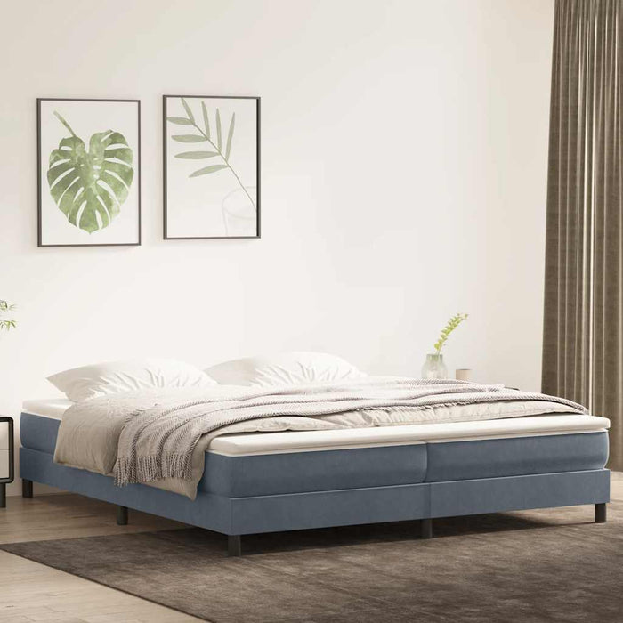 Pat box spring cu saltea, gri închis, 200x210 cm, catifea WALTI