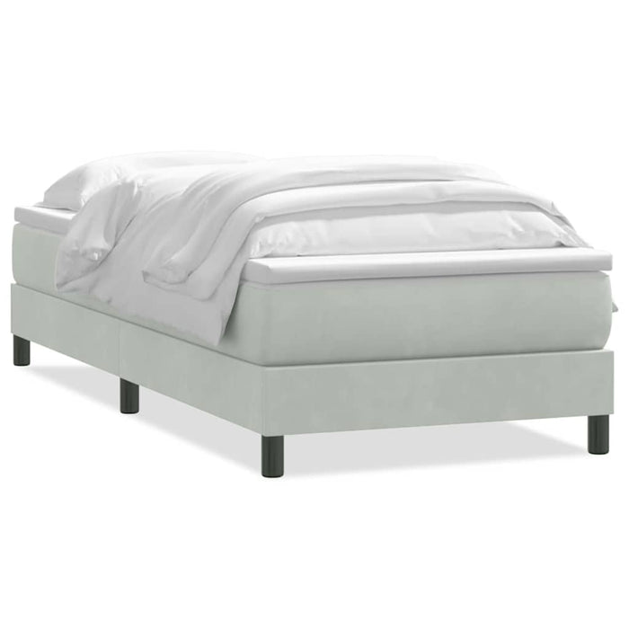Pat box spring cu saltea, gri deschis, 80x220 cm, catifea - WALTI WALTI