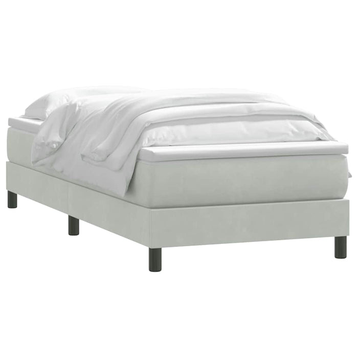 Pat box spring cu saltea, gri deschis, 80x220 cm, catifea - WALTI WALTI