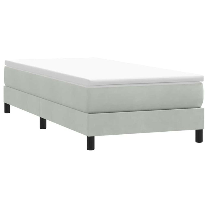 Pat box spring cu saltea, gri deschis, 80x220 cm, catifea - WALTI WALTI