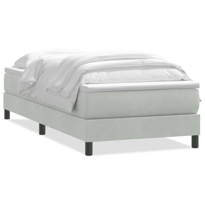 Pat box spring cu saltea, gri deschis, 90x220 cm, catifea - WALTI WALTI