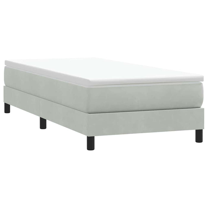 Pat box spring cu saltea, gri deschis, 90x220 cm, catifea - WALTI WALTI