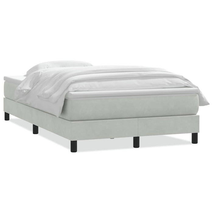 Pat continental cu saltea, gri deschis, 120x220 cm, catifea WALTI