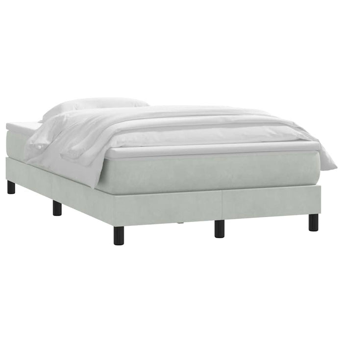 Pat continental cu saltea, gri deschis, 120x220 cm, catifea WALTI